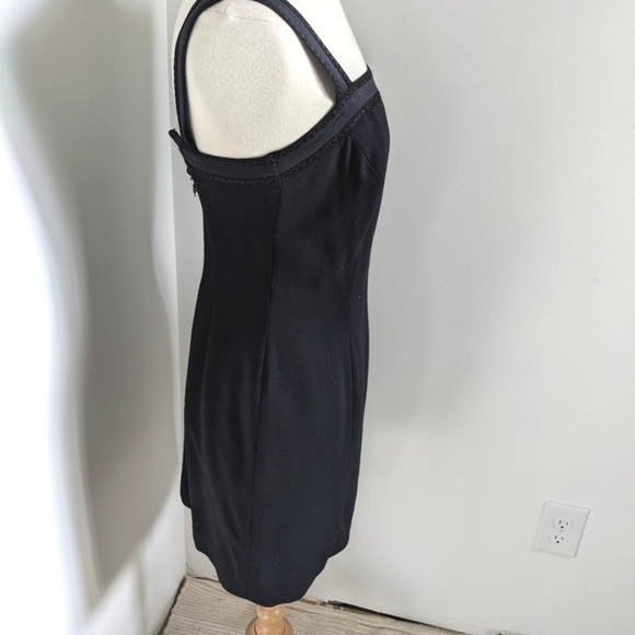 VINTAGE 90s Griffith Grey for St John Wool Formal Dress Classic LBD 8 - Picture 4 of 12